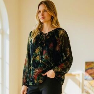 Johnny Was Evelina Floral Metallic Blouse XS Multicolor Artistic Boho Chic NWT